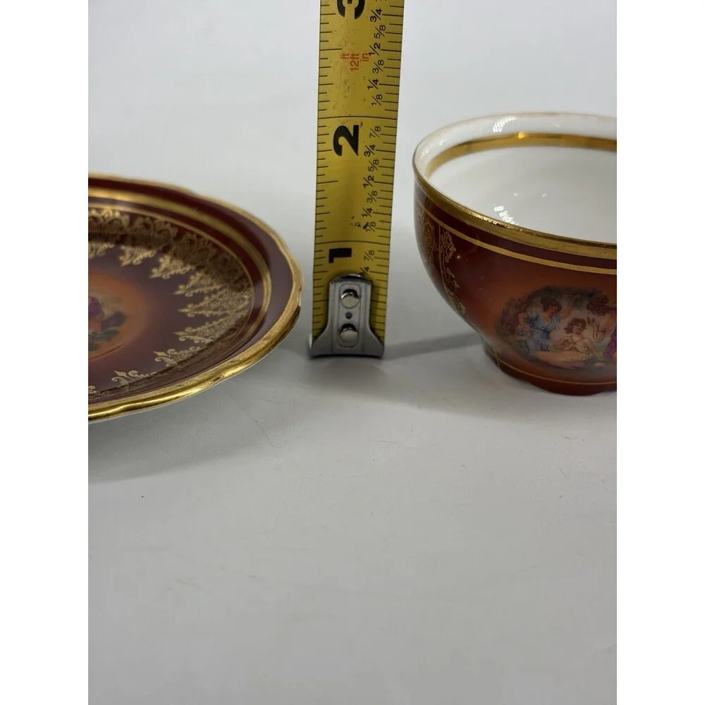 Antique MZ Moritz Zdekauer Tea Cup & Saucer Hand Painted 